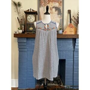 Anthropologie Striped Midi Dress - Navy and White